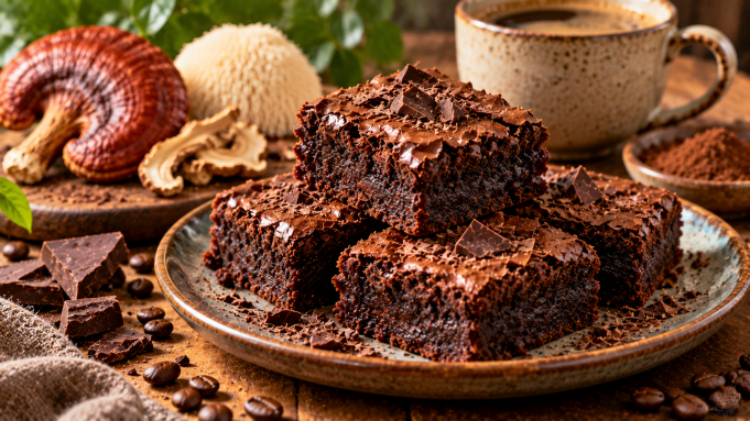 Čokoládové brownies s houbovou kávou vláčný dezert bez složité přípravy