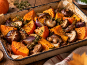 Shiitake s pečenou dýní: jednoduchý podzimní recept z jednoho pekáče