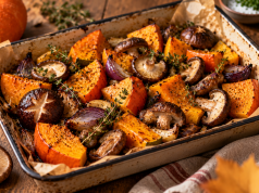 Shiitake s pečenou dýní: jednoduchý podzimní recept z jednoho pekáče