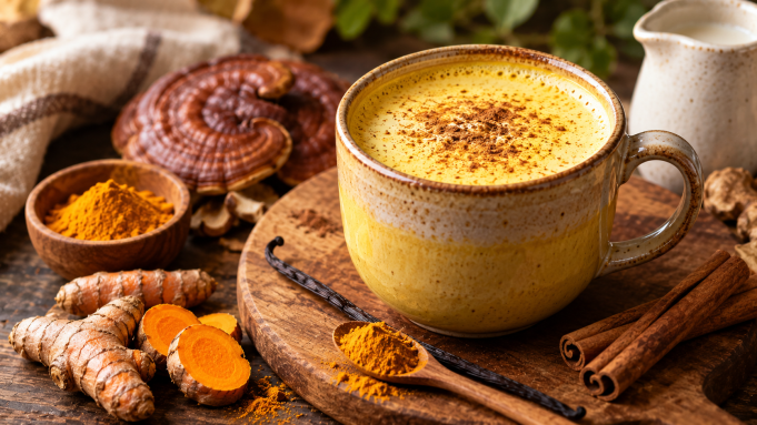 Zlaté houbové latte s kurkumou